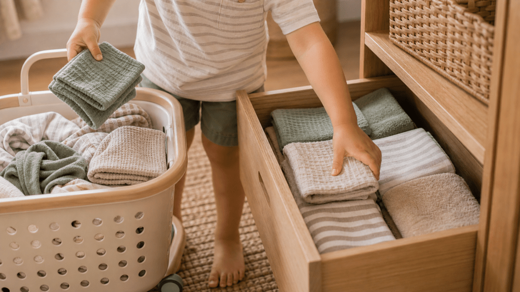 involve children in chores, teaching values, training character